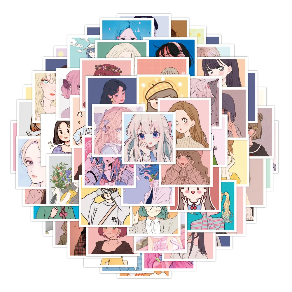 

60pcs Lovely girls Stickers decal scrapbooking diy pasters home decoration phone laptop waterproof cartoon accessories
