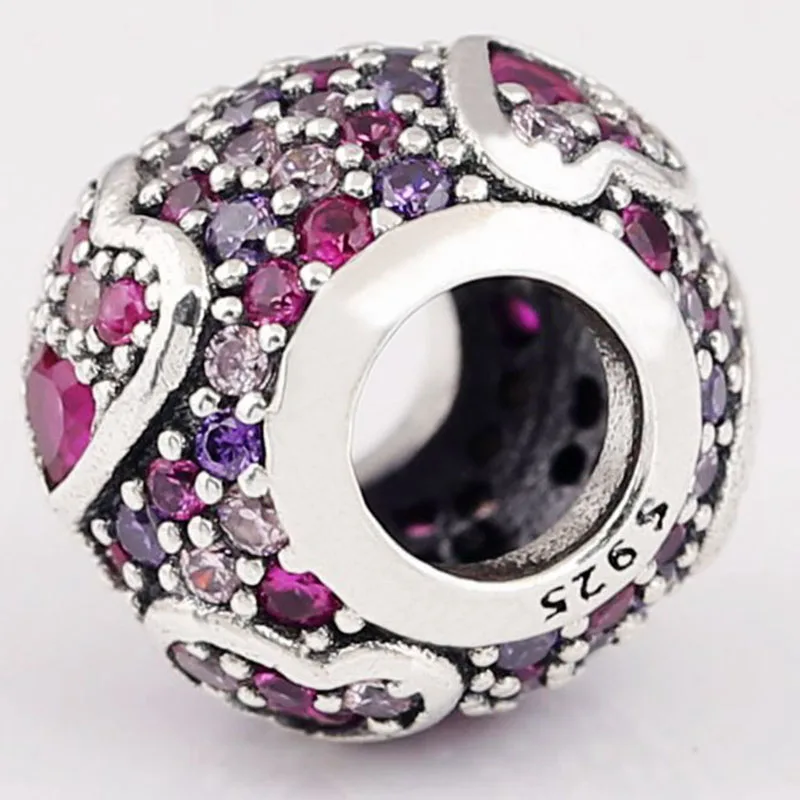 

Original 925 Sterling Silver Bead Round Red With Crystal Beads Fit Pandora Women Bracelet & Necklace Diy Jewelry