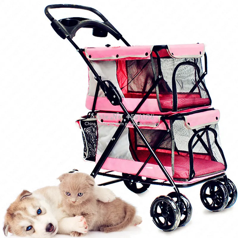 Легкая Складная двойная коляска для домашних животных Большая вместительная