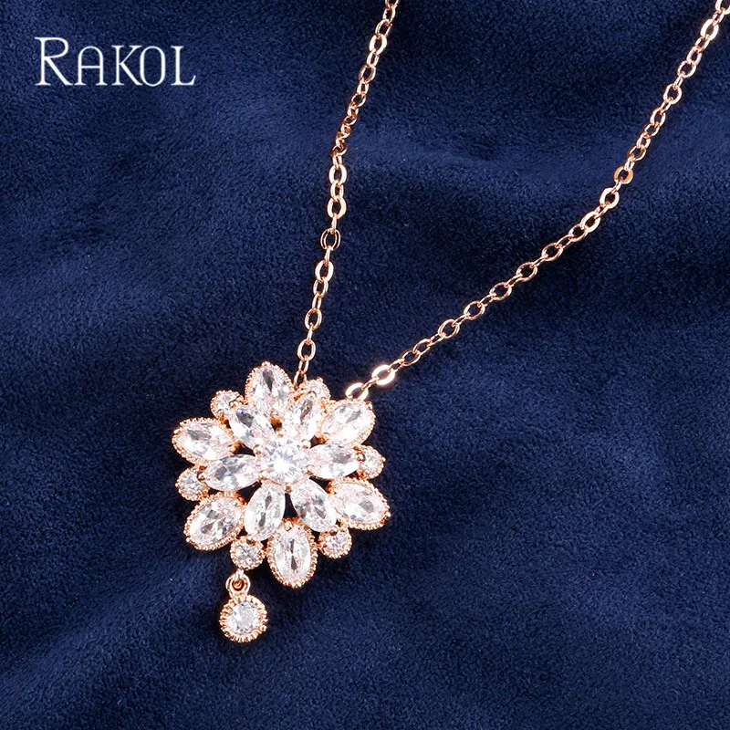 RAKOL винтажное ожерелье в форме цветка AAA + кубический циркон роскошное микро