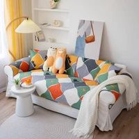 nordic simple cotton geometrical sofa cover four seasons universal non slip corner sofa towel slipcovers cushion for living room