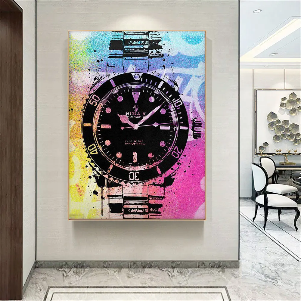 Роскошные часы постер поп-арт цветные принты на холсте картина Современная