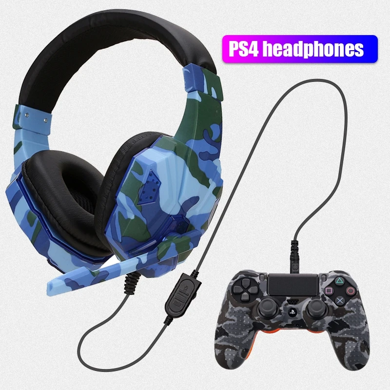 Игровая гарнитура Camouflag с разъемом 3 5 для PS4 PS5 ПК проводные геймерские наушники