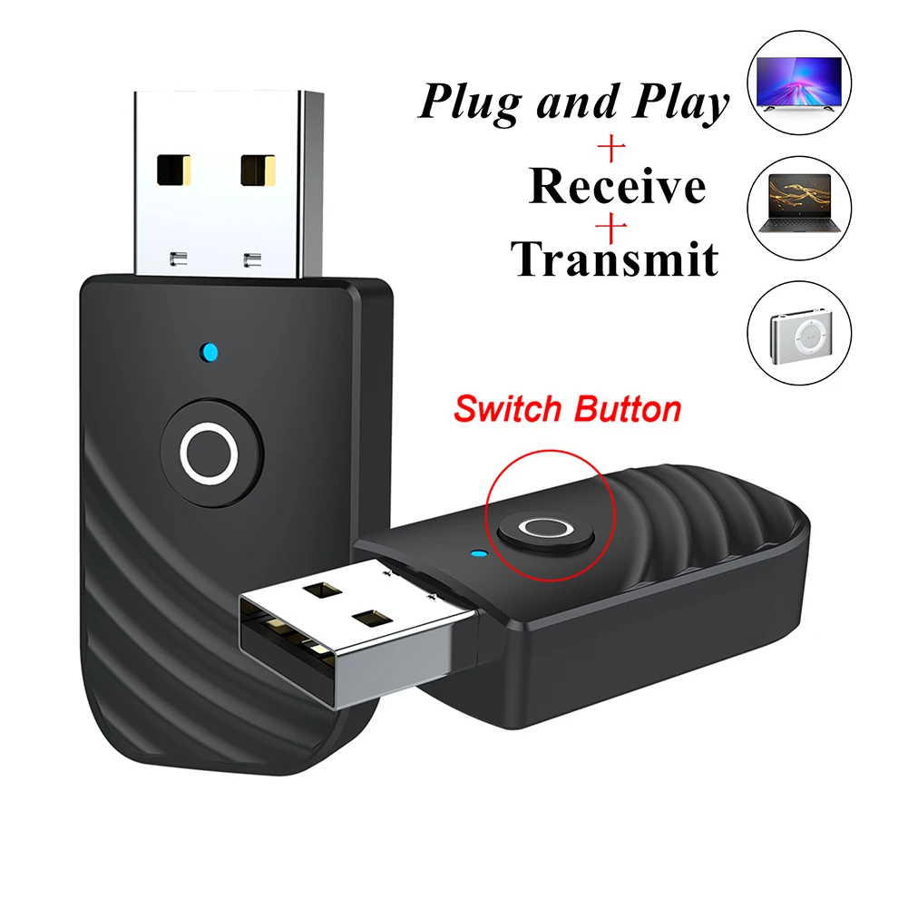 

3in1 USB Bluetooth 5.0 Audio Transmitter Receiver Audio Bluetooth Wireless USB Adapter with 3.5mm Jack for TV PC Car