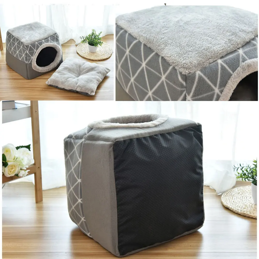 pet bed for cats dogs soft nest kennel bed cave house sleeping bag mat pad tent pets winter warm cozy beds 2 size l xl 2 colors free global shipping