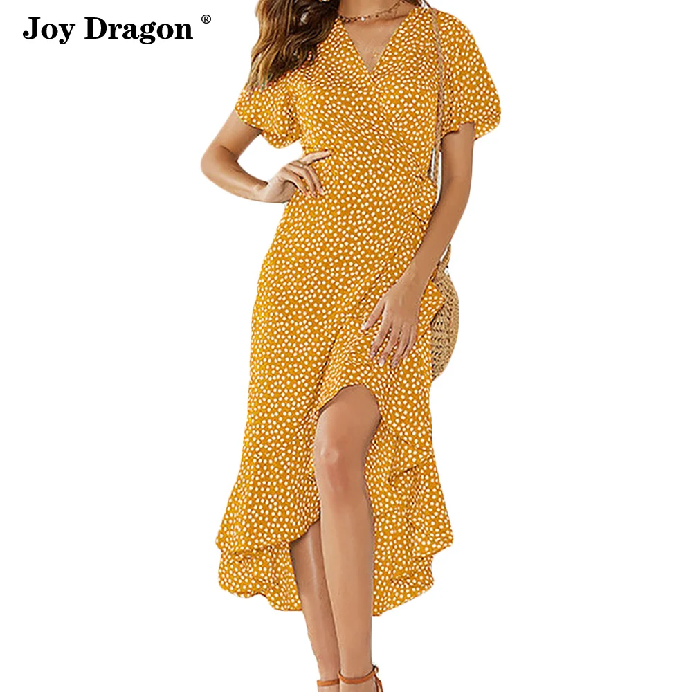 

Women Summer Spring Polka Dot Split Dress Vestidos Robe Femme Vestito Da Donna Mujer Robes Kobieta Sukienka Vestido Verano 2020