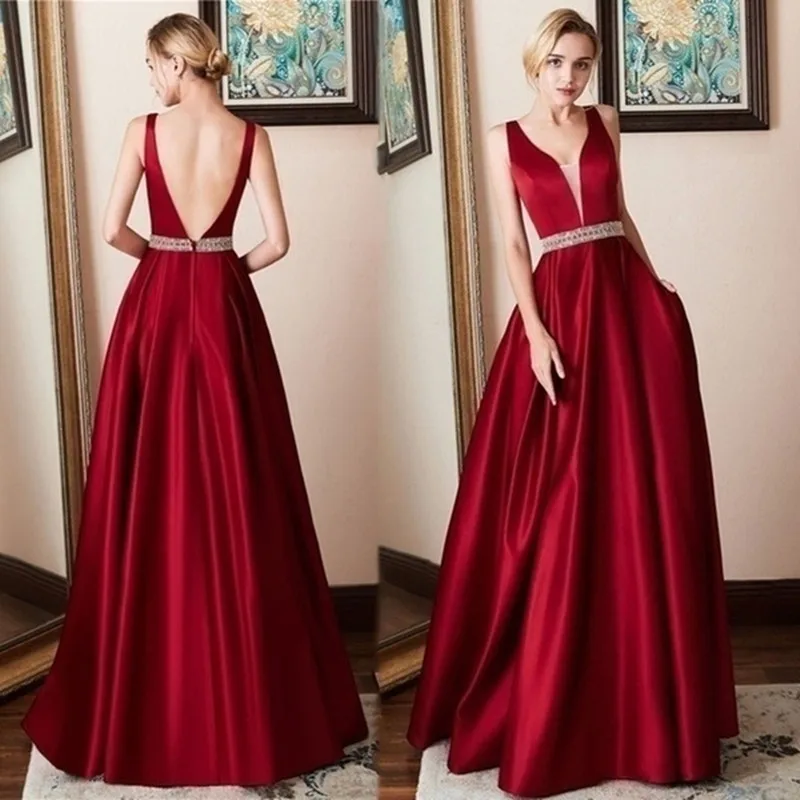 

New Sexy Sleeveless Backless Dresses High Waist Silm Evening Dress Prom Gowns Plus Size