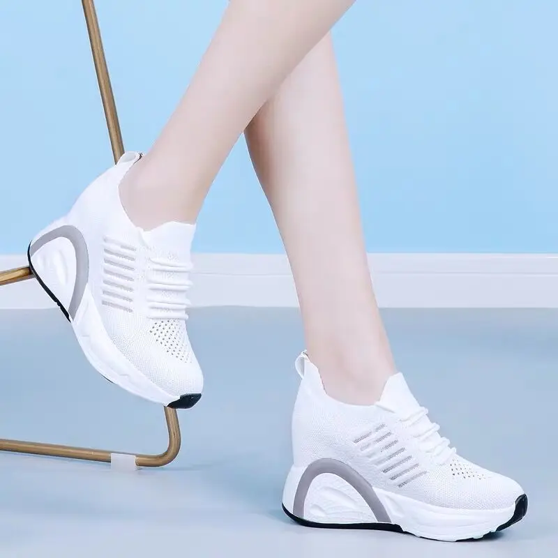 Ladies Shoes with Heels Wedge Sneakers Women Platform Black White Sneaker Woman Fashion   Trainers Women Platform Shoe for Woman