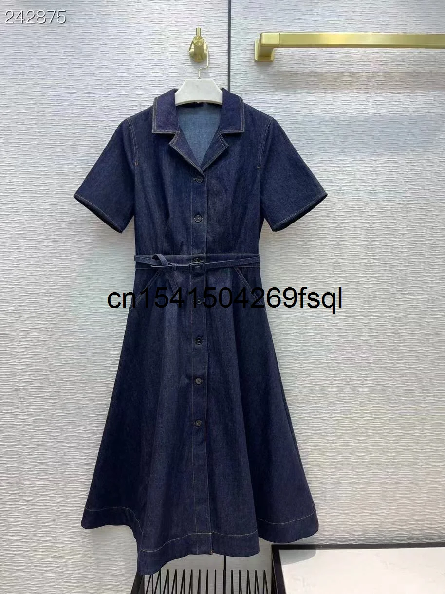 

Женское однобортное джинсовое платье миди, Элегантное повседневное облегающее праздничное платье с коротким рукавом, модельное дизайнерс...