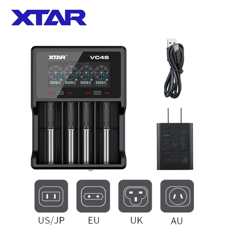 Зарядное устройство XTAR 18650 VC4S VC2S VC4 VC8 дисплей зарядного устройства USB зарядное с