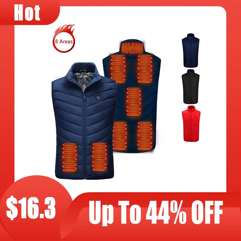 

8 Areas Heated Vest Outdoor Warm Women and Men Hunting Vest Winter Camping Hiking Warm Sport Heated Jacket куртка с подогревом