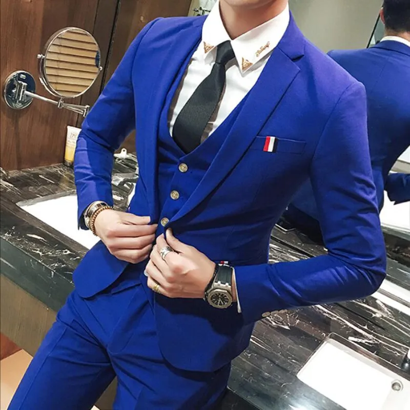 

(Jacket+Vest+Pants) 2021 Classic Men Suits Slim Wedding Groom Wear Male Business Casual 3 Piece Suit Trousers Gentlemen Costume