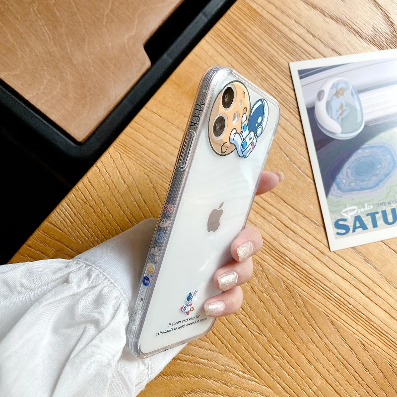 

lovers Cartoon Phone Case for iphone 12 11 Pro Max 12mini Transparent Soft Cases Xs XR X 8 7 Plus Lens Protection Back Cover