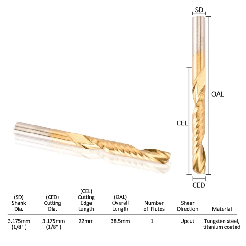 Розничная продажа 10 упаковок Фрезы с ЧПУ спиральные фрезы Набор бит титановым