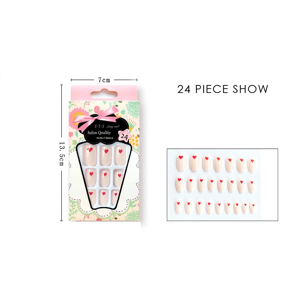 

2021 New Love Round Head False Nails Simple Fashion Wearable Artificial Nail Tips Full Cover Ballerina Nail Art Accessories