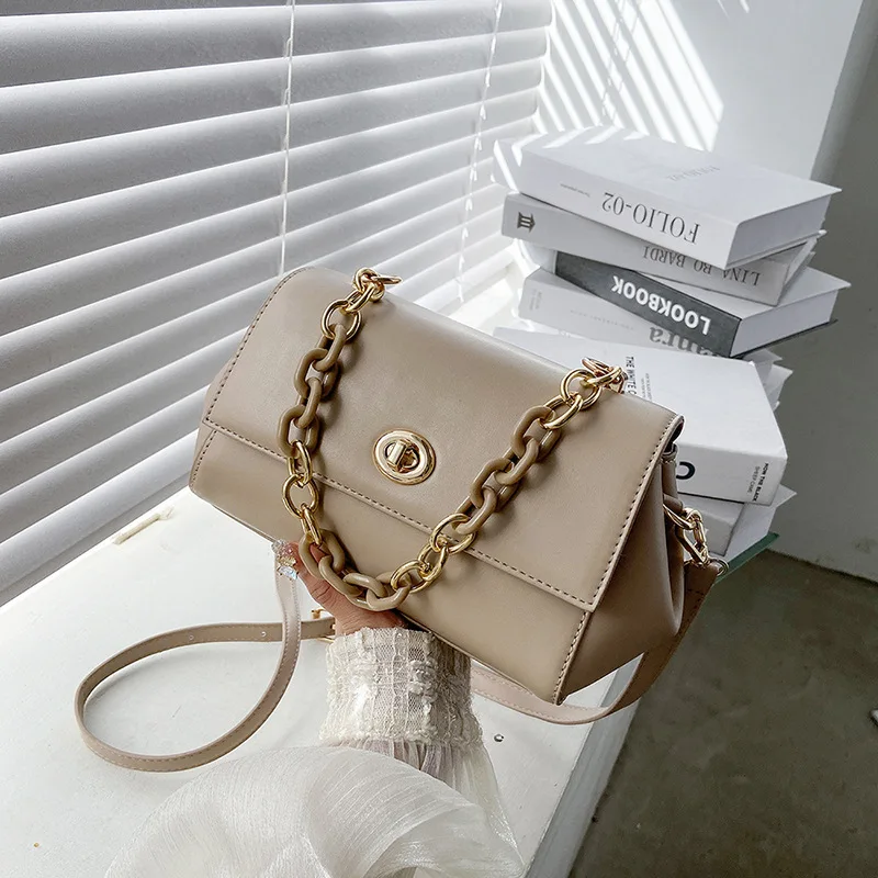 

Summer2021new Fashion Ladies Messenger Bag Casual All-match Chain One Shoulder Small Square Bag Texture Western Style Female Bag