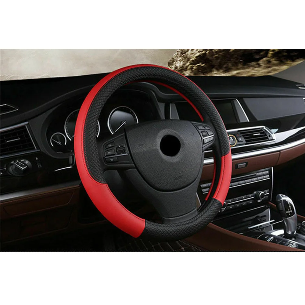 

Car Steering wheel cover Breathable PU Leather Non-slip Anti-Skid Luxury 1 Pcs