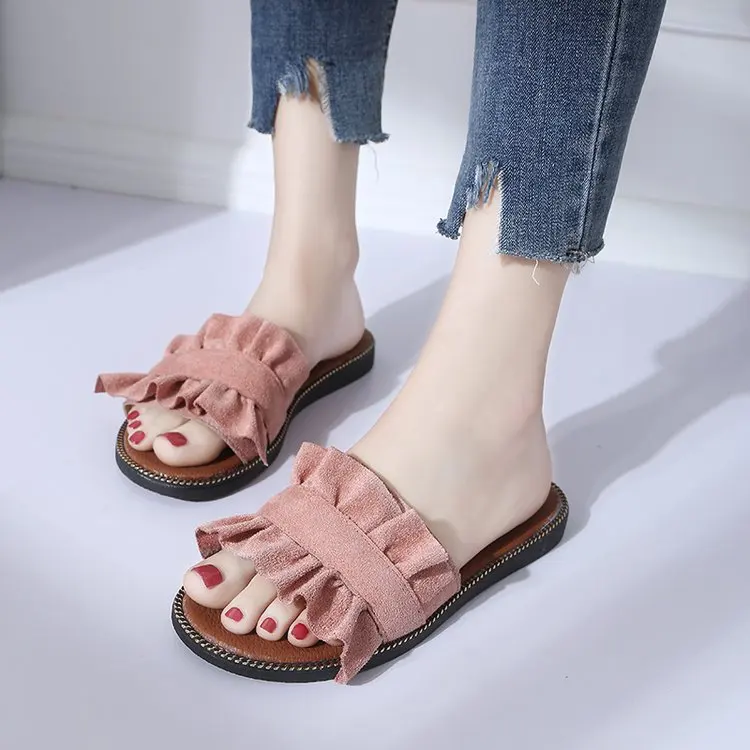 Женские пляжные шлепанцы удобные сланцы летняя Стильная джинсовая обувь милые