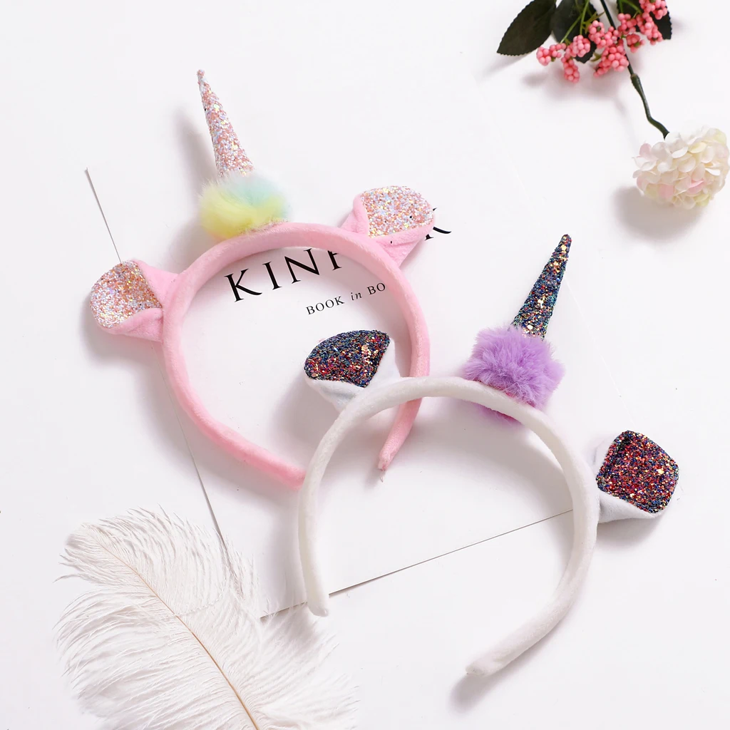 

Glitter Headband Hair Unicorn Horn Ears Birthday Girl’s Hairband Cosplay Costume Props
