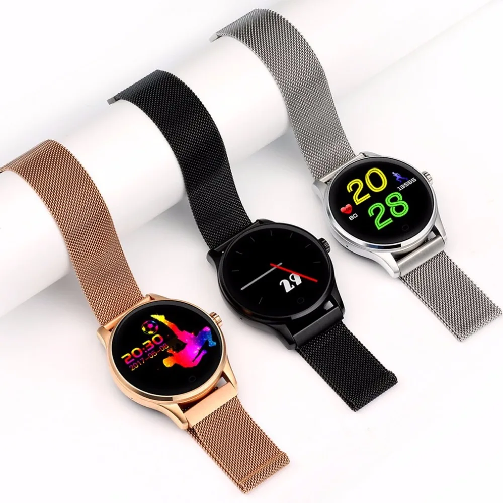 Bluetooth 4.0 Smart Watch Ultra thin Mesh Belt Stainless Steel Wristwatch 1.22inch IPS Screen 300mAh Battery Heart Rate Sensor | Наручные