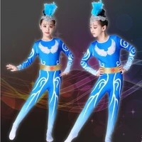 blue racing dance costumes for girls festival performance jumpsuit clothing classic kindergarten dance clothes