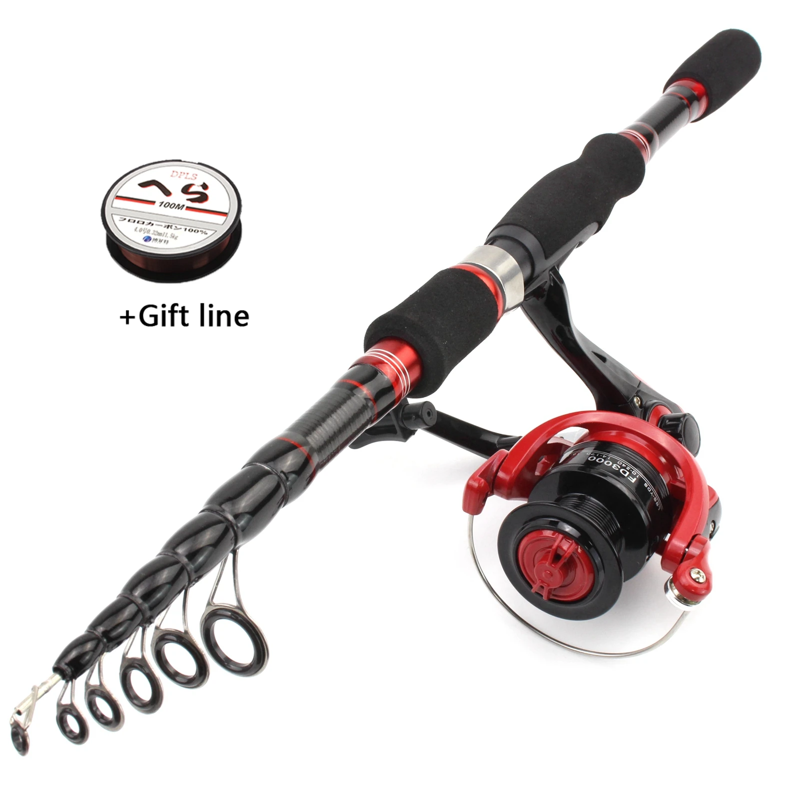 

1.8M 2.1M Rod Reel Combos Spinning Fishing Rod and reel Carbon Telescopic Beginner children trout vara de pesca com molinete