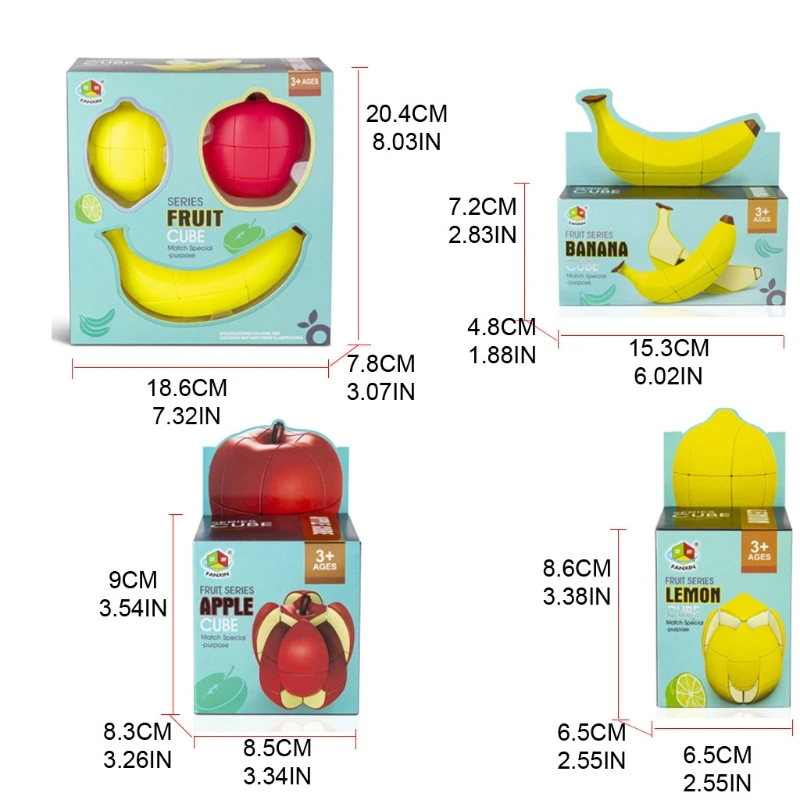 

3D Interactive Montessori Apples Shape Cube Lemon Banana Puzzle Cube Stimulation Creative Fruit Cube Early Learning Toy