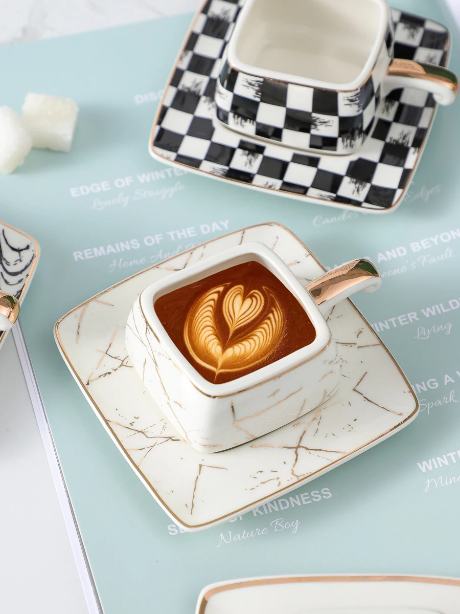 

80ml Mini Turkey Espresso Cup, Dish Italy Ceramic Coffee Tea Cups Saucers Creative Kitchen Office Tableware Modern Home Decor