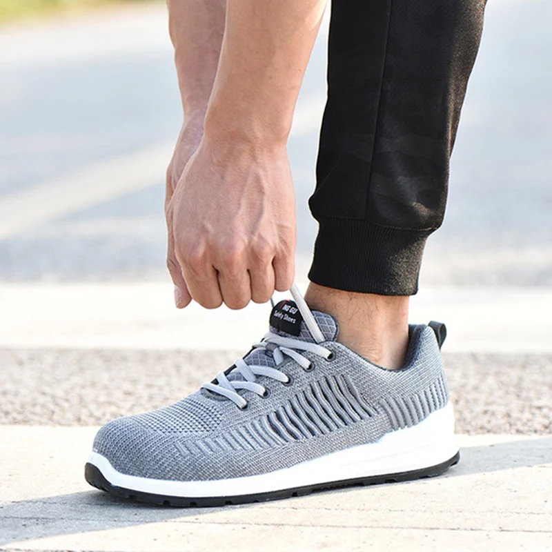 Мужские весенне осенние дышащие кроссовки с защитой от проколов уличная