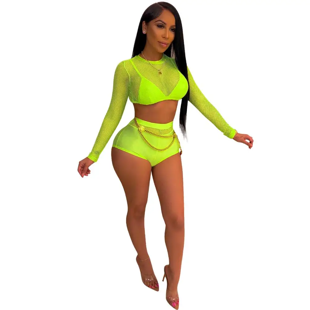 Adogirl сексуальный флуоресцентный сетчатый комплект из двух предметов с круглым