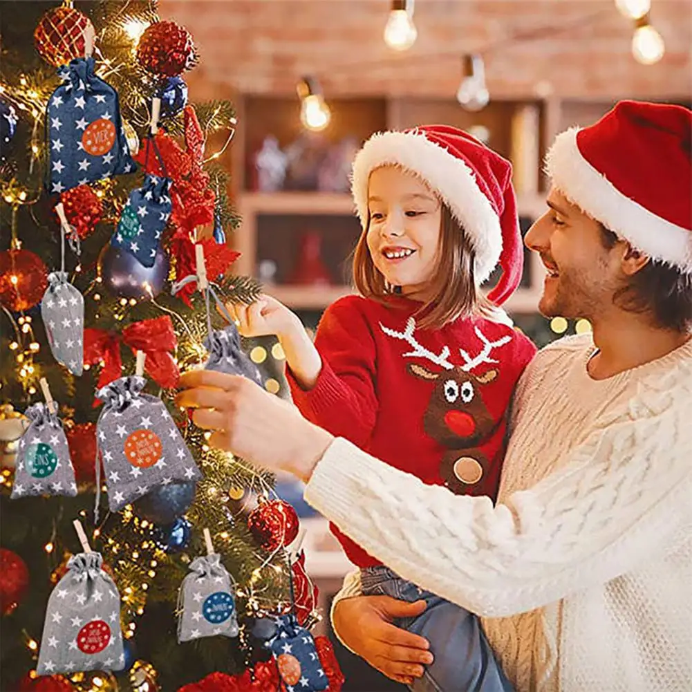 

Christmas Countdown Calendar Bag Drawstring Candy Gift Pouch