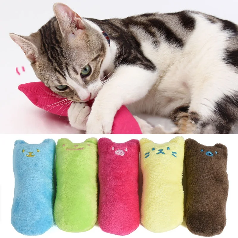 

1PC Cute Interactive Plush Cat Toy Teeth Grinding Catnip Toys Pet Kitten Chewing Toy Cat Mint Game Playing Pillow Thumb Toy