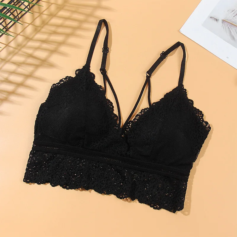 Черный Сексуальное женское нижнее белье tenue femme, тонкий подходящий бюстгальтер, кружевной беспроводной мягкий дышащий бюстгальтер, нижнее белье для девочек, бюстгальтеры для женщин B0153 - Цвет: Черный