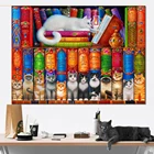 Diy Алмазная вышивка книжная полка кошка мозаика собака, полная круглая, вышивка крестиком, стразы с алмазной живописью, YG1542