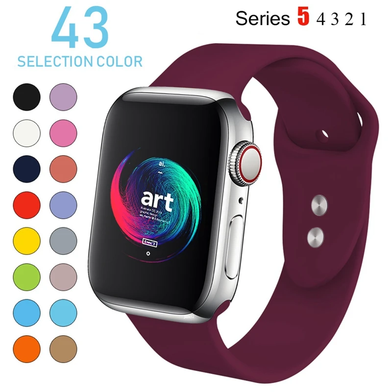 Ремешок для Apple Watch 5 4 3 2 1 силиконовый спортивный браслет для часов Apple Watch 44 мм 40 мм 42 мм 38 мм Ror IWatch band