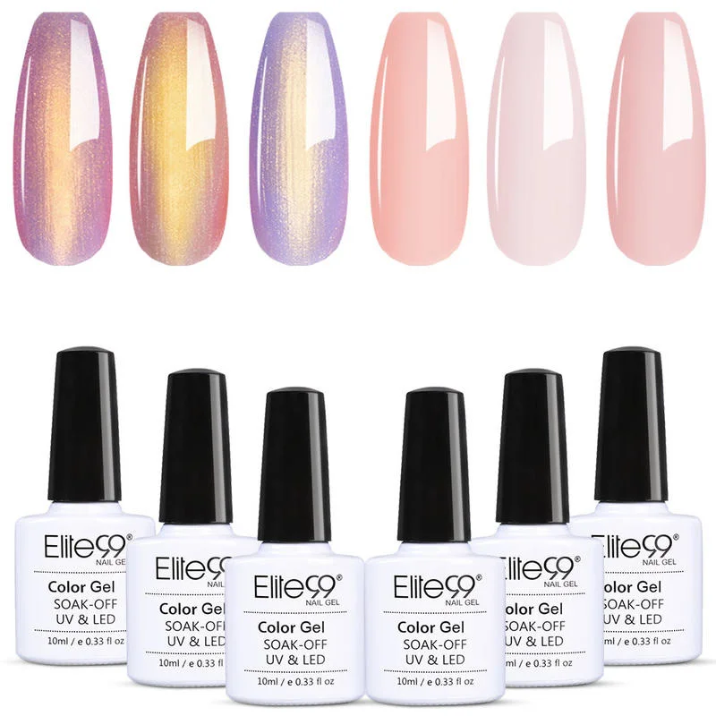 

6pcs/lot Gel Nail Polish Manicure Set Semi Permanent Glitter Hybrid Varnish Base Top Coat Soak Off UV LED Nails Gel 10ML