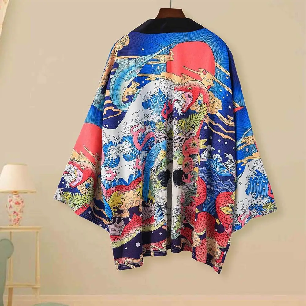 color 7 Самурайское Новое японское кимоно Haori для мужчин и женщин кардиган китайский дракон традиционный японский юкатас одежда азиатская одежда - Цвет: color 7