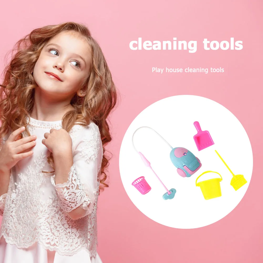 

Broom Barrel Sets Game Pretend Clean Toy Classic Educational Assemble Toys 5pcs Kids Simulation Vacuum Cleaner