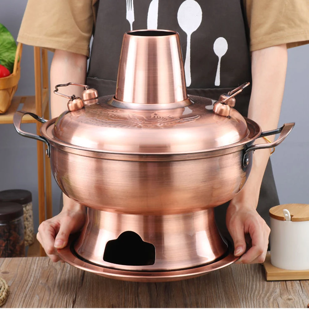 

Chinese Hotpot Soup Pot Stainless Steel Fondue Charcoal Hotpot Cooking Outdoor Cooker Picnic Commercial Hotel Restaurant Pot