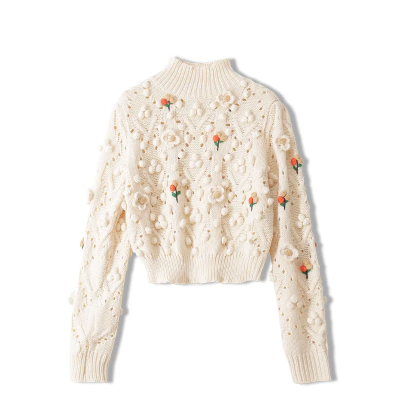 

2020 зимний свитер с длинным рукавом и бусинами абрикосового цвета модная женская одежда пуловер