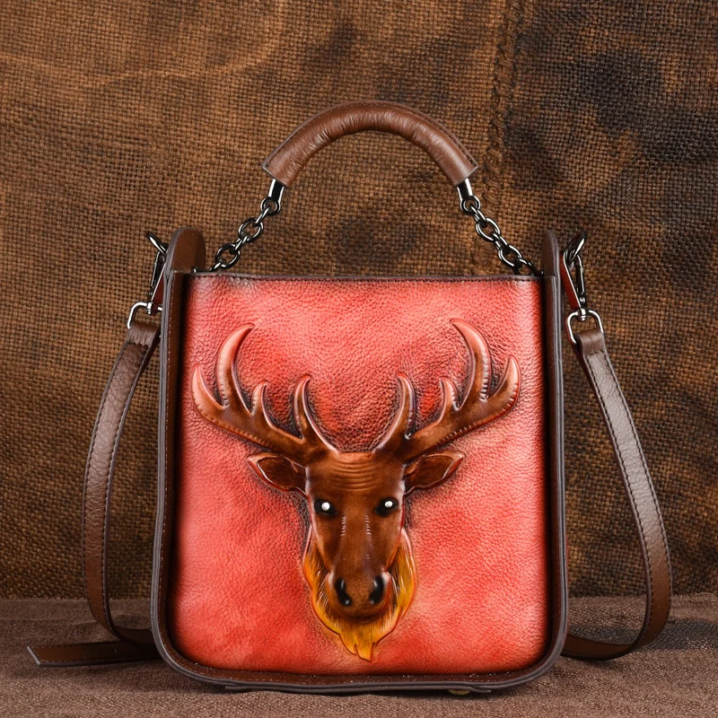 

Live broadcast with goods leather bag for women fashion trend portable slanting bucket bag for vegetable tanning leather