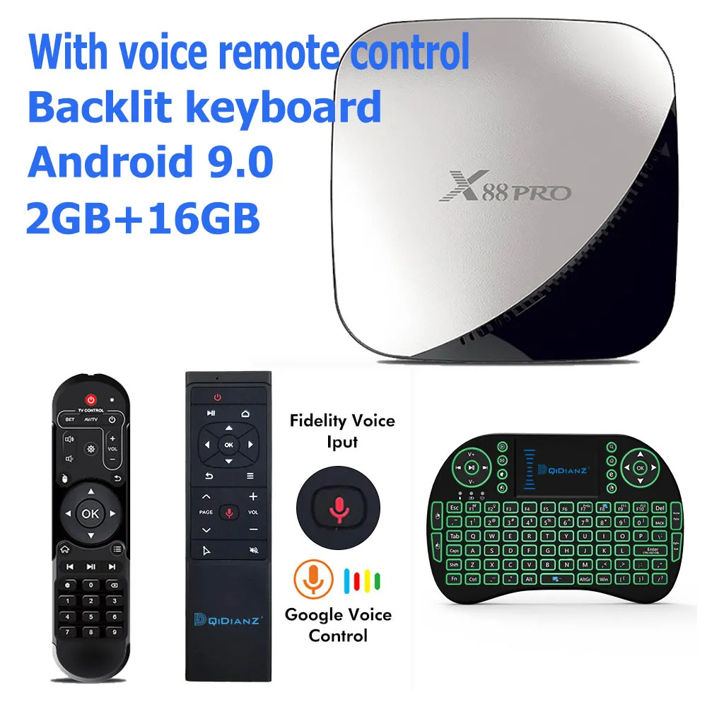 Smart tv box X88 PRO Android 9,0 wifi 2,4 и 5G RK3318 Четырехъядерный 4K 1080P Full HD Netflix YouTube медиаплеер телеприставка - Цвет: 2G16GB-mt12-Keyboard