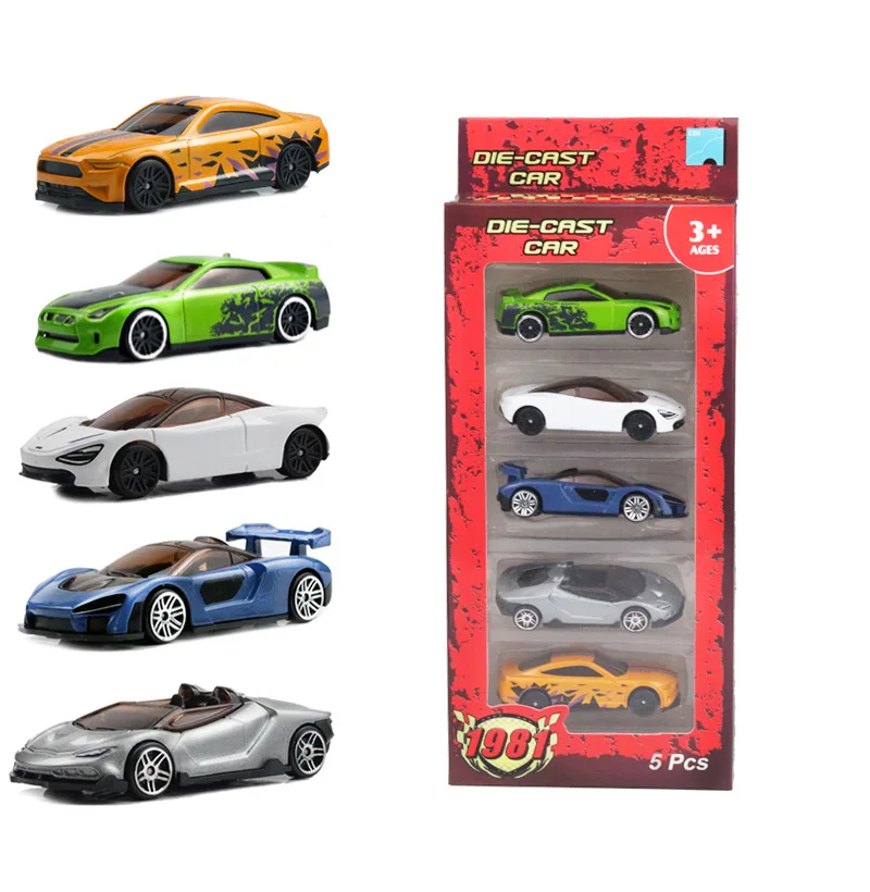 

5pcs 1/64 Scale Diecast Cars Simulated Multi-style Metal Taxiing Alloy Mini Racing Sport Car Model Toys For Boy Children Kids
