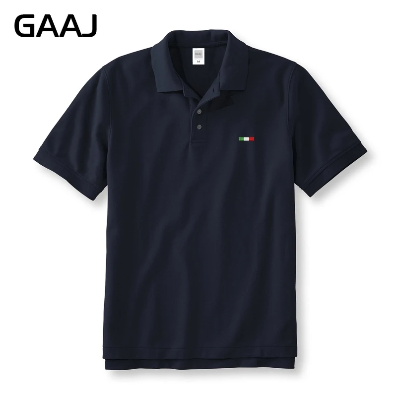 2021 GAAJ 100% Cotton Men Polo Embroidery Italy Flag Women Business Casual Lapel Polos Short Sleeve Famous Brand Mens Shirt | Мужская