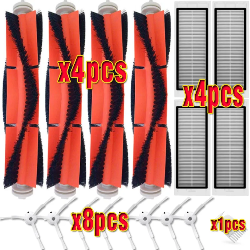 17pc-set 4* HEPA фильтр+ 8* боковая щетка+ 4* основная щетка для Xiaomi Mi робот 1/2 поколения Roborock S50 S51 Запчасти для пылесоса Замена - Цвет: 17pc-set