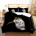 Комплект постельного белья с леопардовым принтом, комплект с 3D рисунком, с пододеяльником, для односпальных, двухспальных, американских, двухспальных, больших размеров, с животными