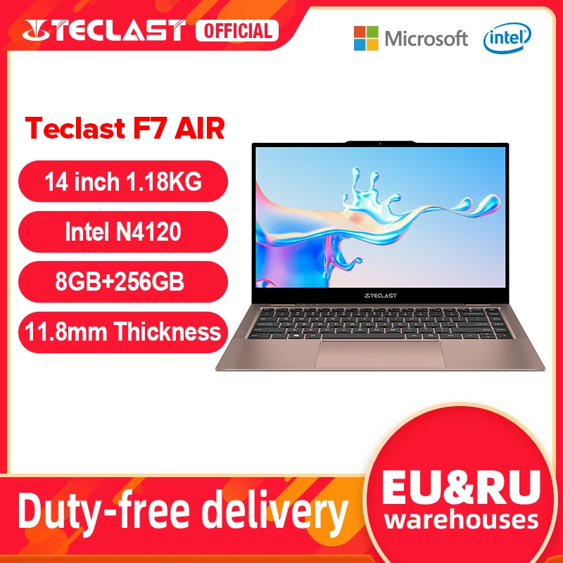 Ультратонкий ноутбук Teclast F7 Air 14 дюймов Intel N4120 8 Гб LPDDR4 256 SSD 1920x1080 FHD компьютер Windows 10