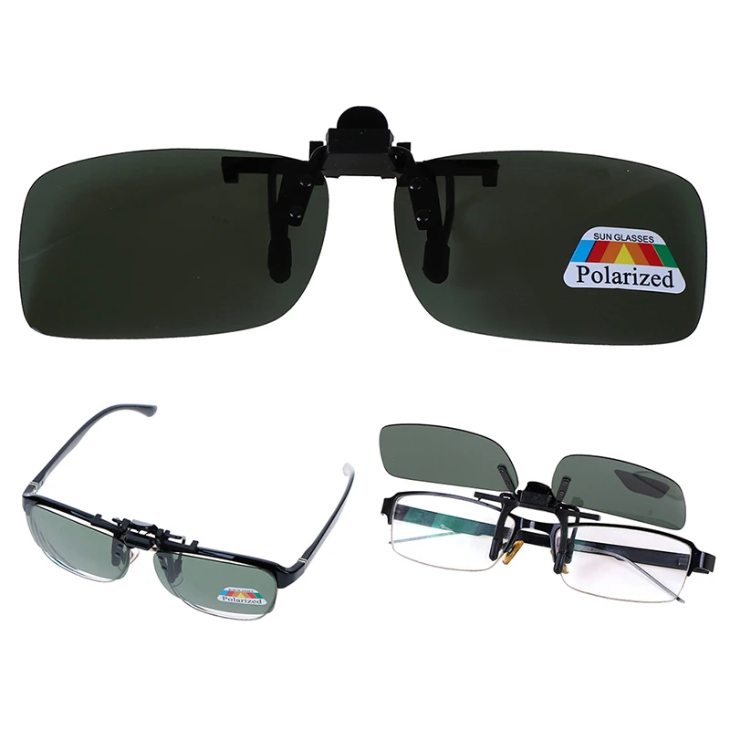 1pc high quality Unisex Clip-on Polarized Day Night Vision Flip-up Lens Driving Glasses UV400 Riding Sunglasses for Outside |
