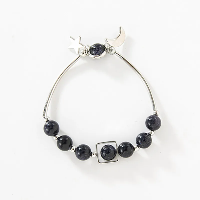 Винтажный женский браслет и с голубым песком камнями со звездой Луной модные