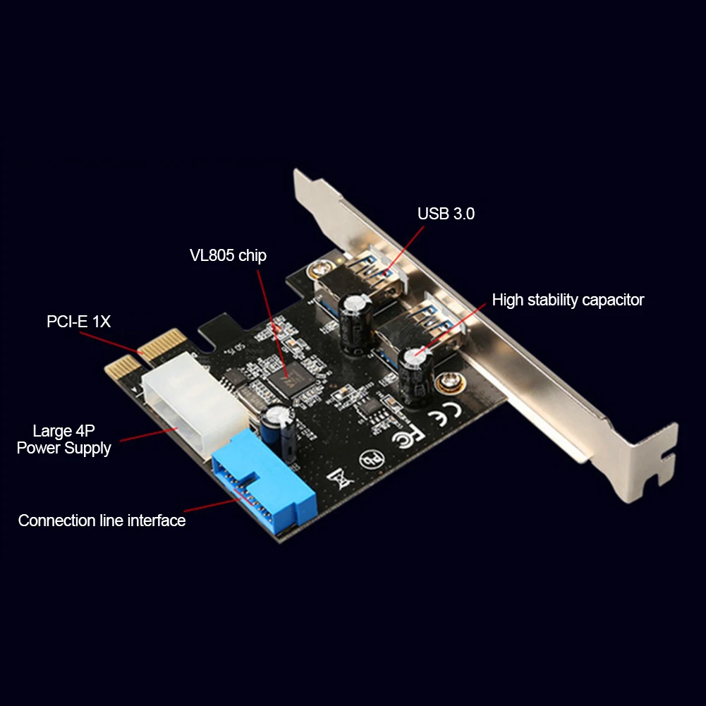Адаптер PCI Express USB3 PCIe x1 USB 3 0 2 порта адаптер USB3.0 PCI-e Расширительная карта e на
